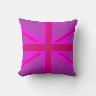 Hot Pink Fushia Union Jack British Flag Background Cushion