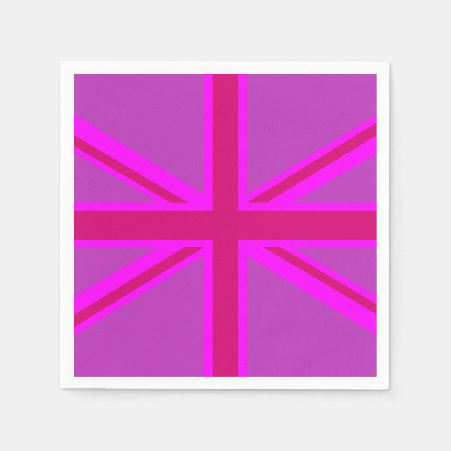Hot Pink Fushia Union Jack Napkin (Front)