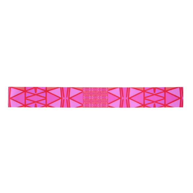 Hot Pink Geometric All Occasion Satin Ribbon (Front)