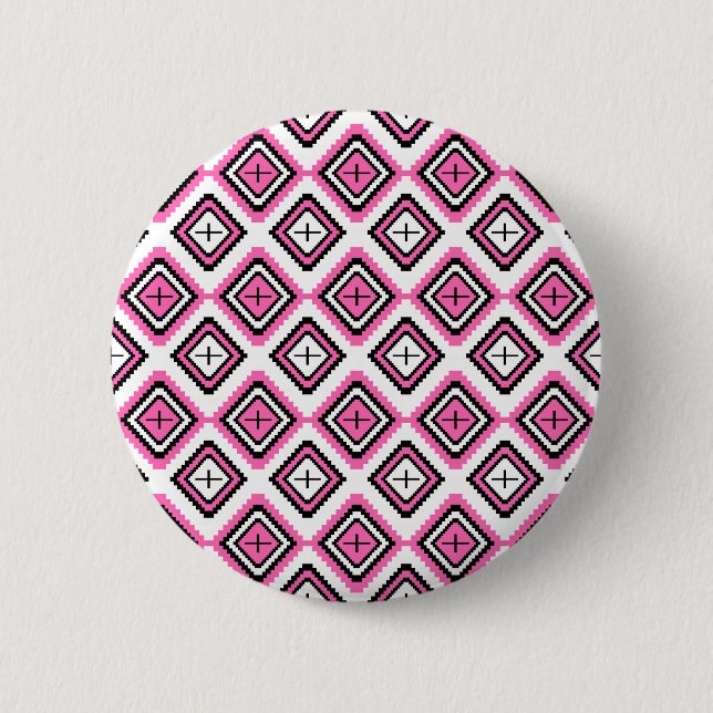 Hot Pink Geometric Inspired Pattern 6 Cm Round Badge (Front)