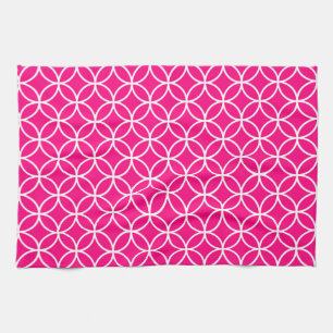 Hot Pink Geometric Kitchen Towels