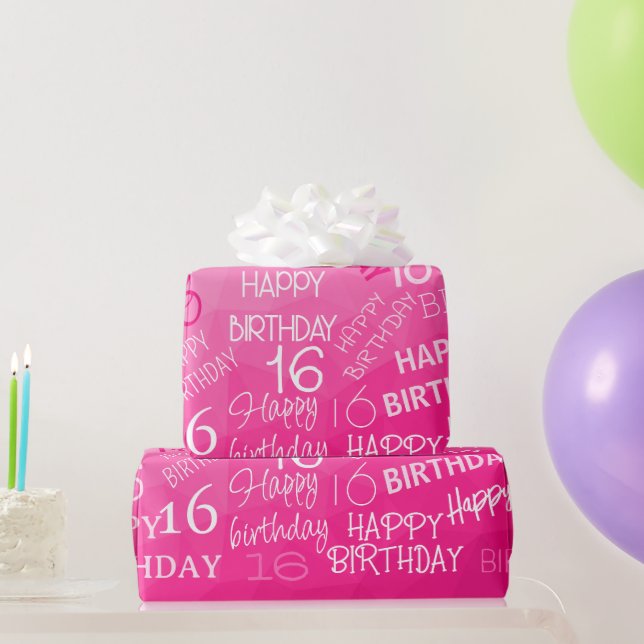 Hot pink Geometric Mesh Pattern birthday any age Wrapping Paper (Party Gifts)