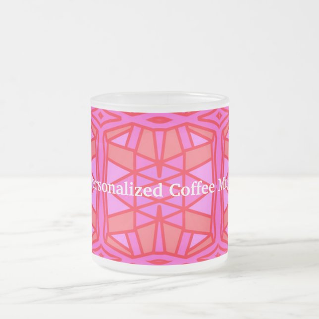 Hot Pink Geometric Personalised Coffee Mug (Center)