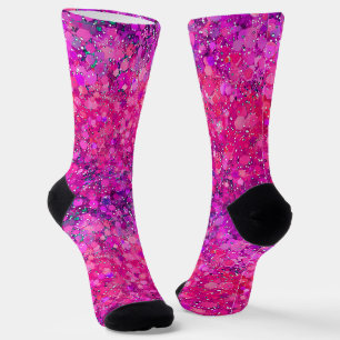 Hot Pink Geometric Shapes Circle Socks