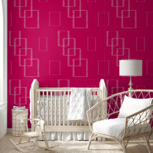 hot Pink Geometric Square Design with Speckled Wallpaper