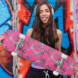 Hot Pink Geometric Tropical Cool Pattern Skateboard<br><div class="desc">This modern design features a colourful tropical floral pattern with an overlay of hot pink geometrical triangles #skate #skater #skateboards #skaterlife #cool #tropicool #sports #outdoor #fun</div>