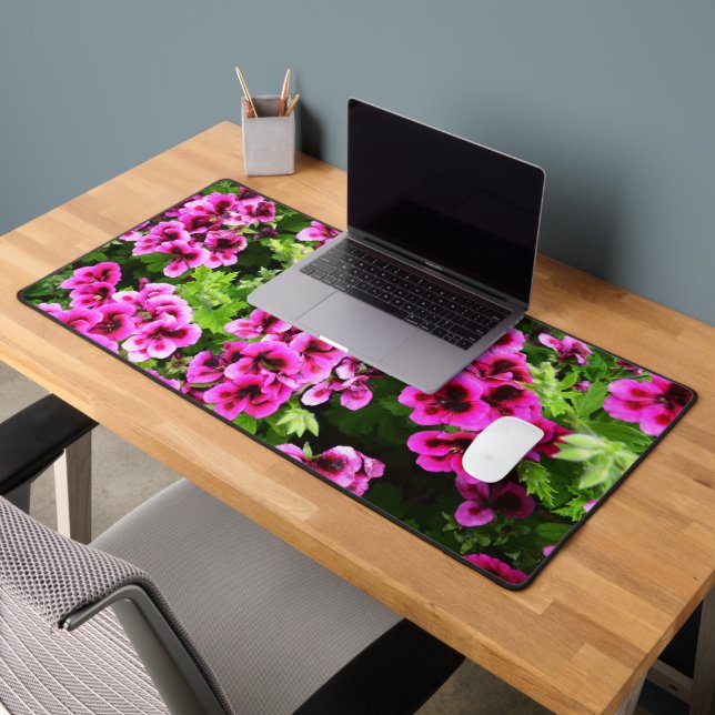 Hot Pink Geranium Flowers, Desk Mat (Office 2)