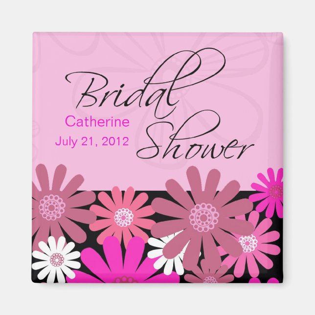 Hot Pink Gerber Daisy Bridal Shower Magnet (Front)