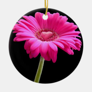 Hot Pink Gerbera Daisy Ceramic Tree Decoration