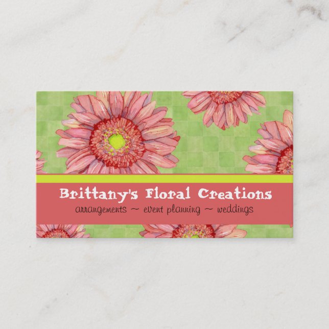 Hot Pink Gerbera Daisy Modern Floral Stylish Business Card (Front)