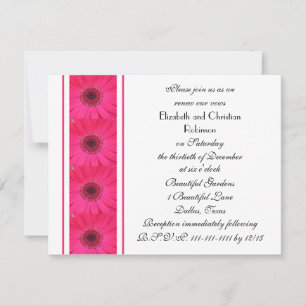 Hot Pink Gerbera Daisy on White Vow Renewal Invitation