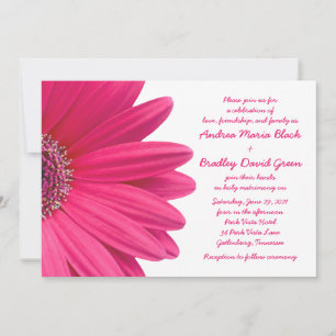 Hot Pink Gerbera Daisy White Wedding Invitation