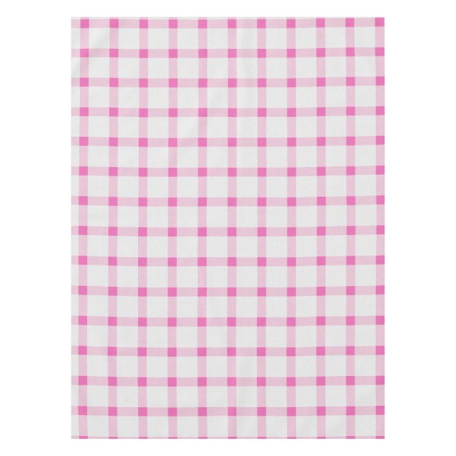 Hot Pink Gingham Check Plaid Medium Tablecloth (Front)