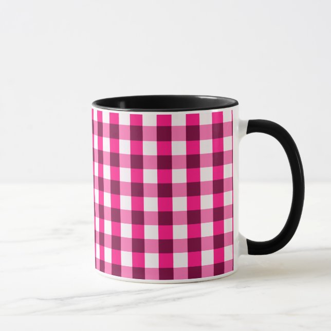 Hot Pink Gingham Pattern Mug (Right)