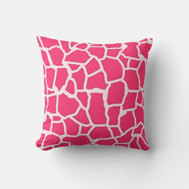 Hot Pink Giraffe Animal Print Cushion (Front)