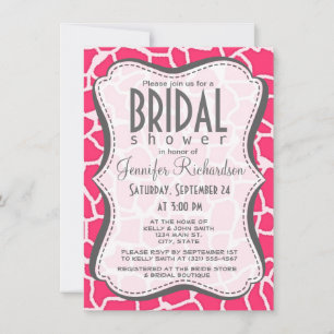 Hot Pink Giraffe Animal Print Invitation