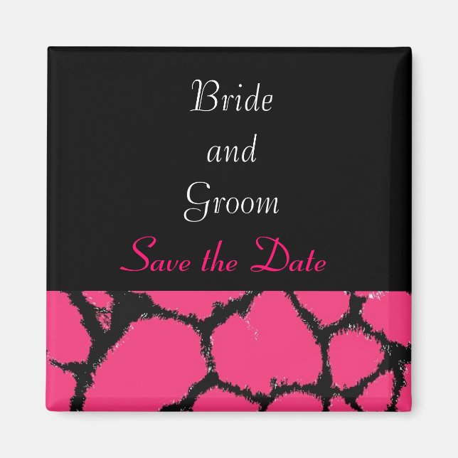 Hot Pink Giraffe Save the Date Magnet (Front)
