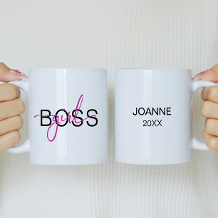 Hot Pink Girl Boss Two-Tone Coffee Mug