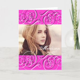 Hot Pink Girl's 21st Birthday Party Photo Card