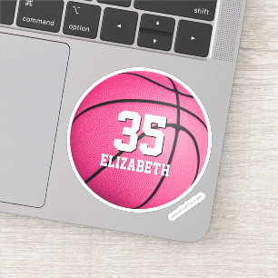 hot pink girls basketball personalised die-cut