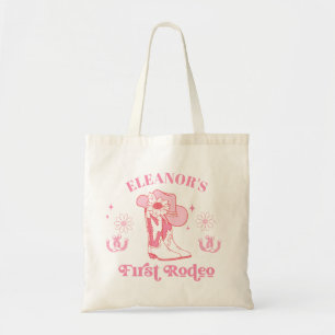 Hot Pink Girls First Rodeo 1st Birthday Tote Bag