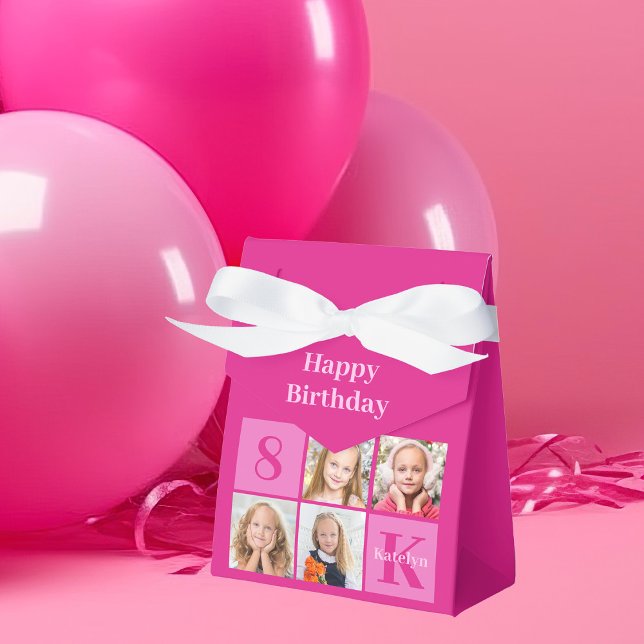 Hot Pink Girls Photo Custom Chic Birthday Party Favour Box (Creator Uploaded)