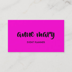 Hot Pink Girly Calligraphy Event Planner Trendy Business Card
