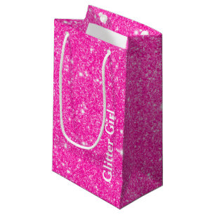 Hot Pink Girly Glitter Girl Show Your Sparkle Small Gift Bag
