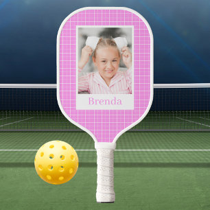 Hot Pink Girly Pattern Photo Girl Pickleball Paddle