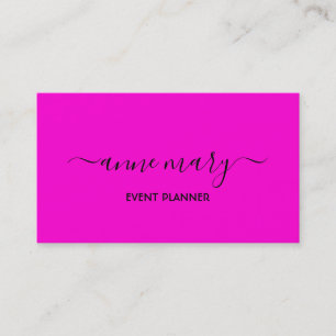 Hot Pink Girly Trendy Calligraphy Event Planner  Business Card