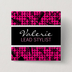 Hot Pink Glam Hair Salon Name Badge