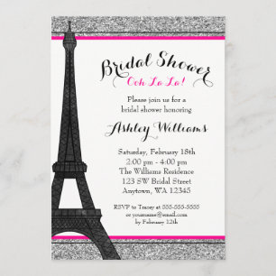 Hot Pink Glam Paris Bridal Shower Invitation
