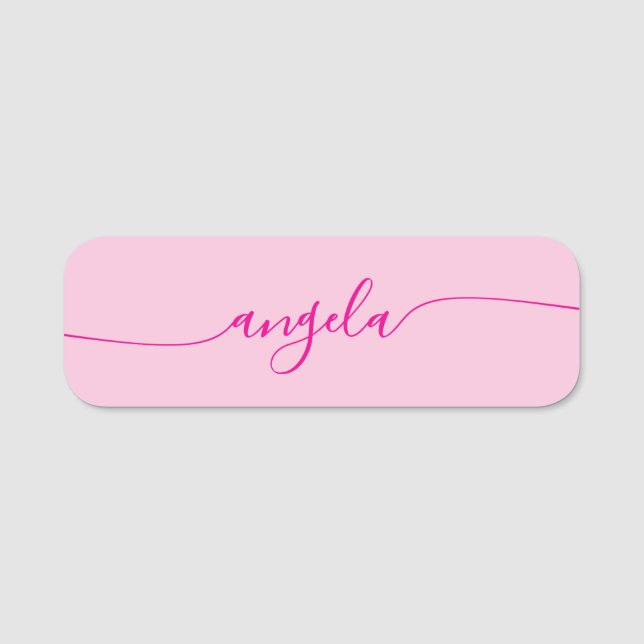 Hot Pink Glam Signature Centred Name Tag (Front)