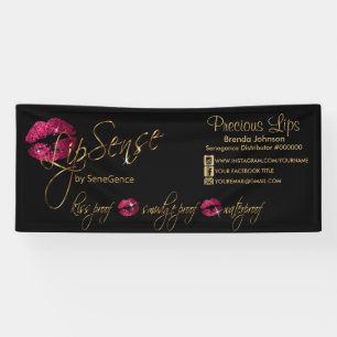 Hot Pink Glitter and Gold Lips 2 Banner