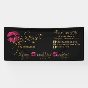 Hot Pink Glitter and Gold Lips Banner