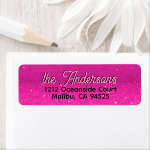 Hot Pink Glitter Bokeh Custom Text Address Label