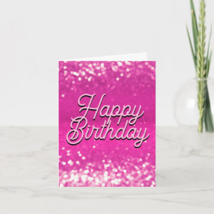Hot Pink Glitter Bokeh Custom Text Note Card