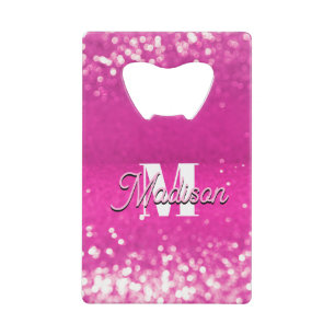 Hot Pink Glitter Bokeh Monogram