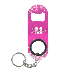 Hot Pink Glitter Bokeh Monogram