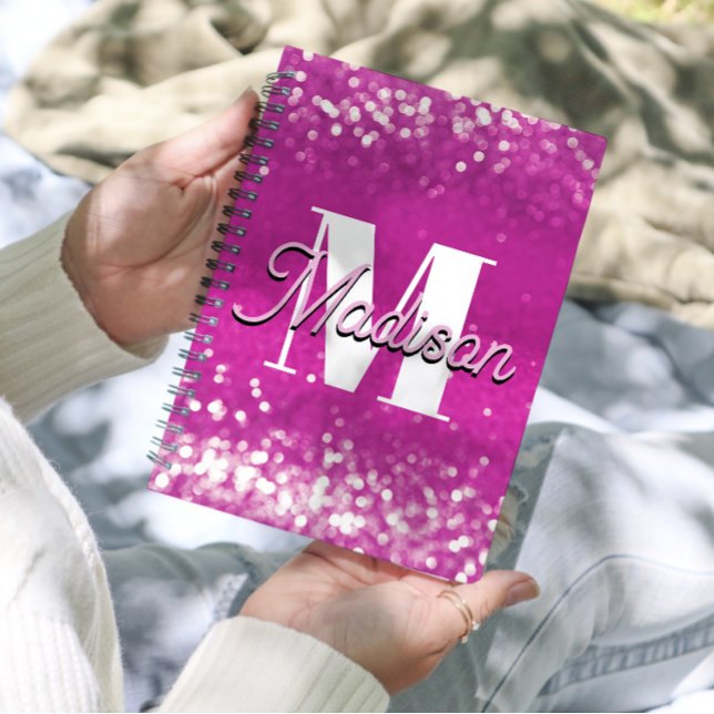 Hot Pink Glitter Bokeh Monogram Planner (Creator Uploaded)
