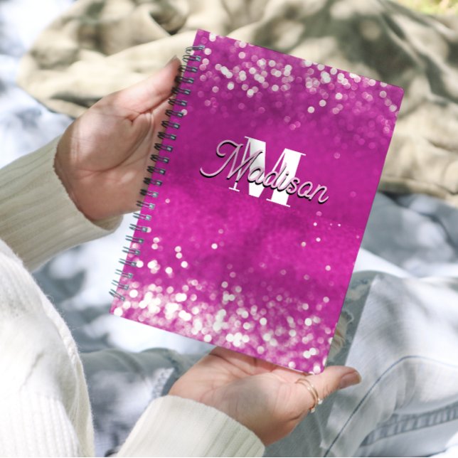 Hot Pink Glitter Bokeh Monogram Planner (Creator Uploaded)