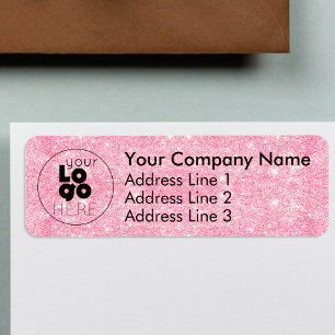 Hot Pink Glitter Business Logo Return Address
