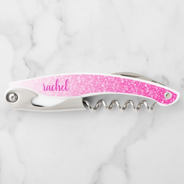 Hot Pink Glitter Corkscrew (Front)