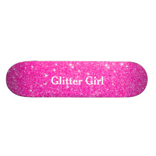 Hot Pink Glitter Girl Show Your Glamours Sparkle Skateboard