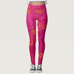 Hot Pink Glitter Gold Girly Sparkle Chic Summer Leggings