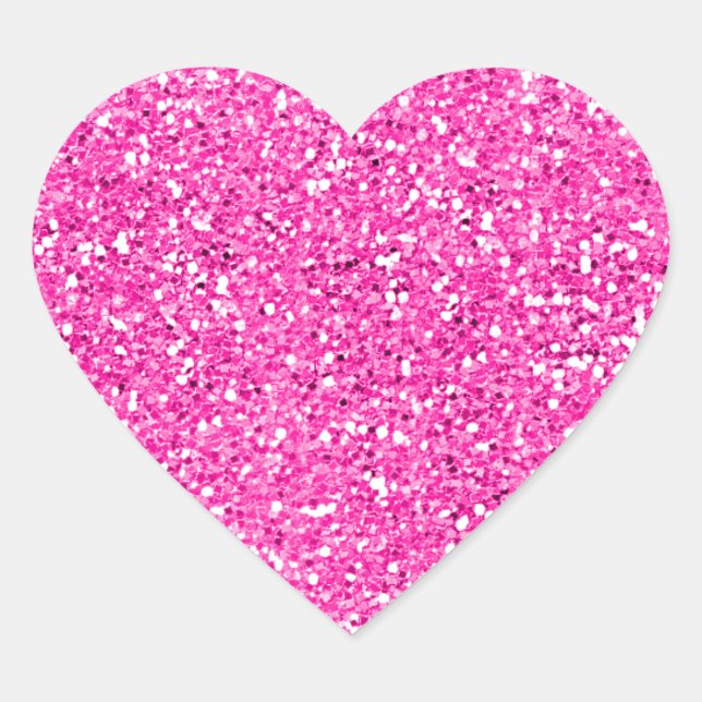 Hot Pink Glitter Heart Sticker (Front)