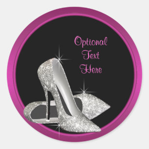 Hot Pink Glitter High Heels Envelope Seal Sticker
