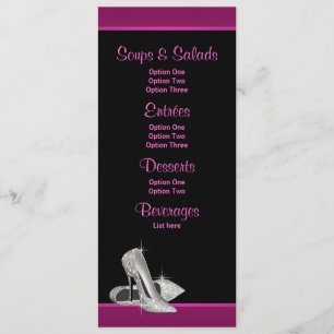 Hot Pink Glitter High Heels Menu Cards