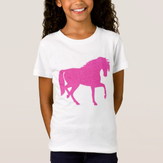 Hot Pink Glitter Horse Girls T-shirt
