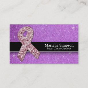 Hot Pink Glitter Life Coach Survivor Breast Cancer Business Card